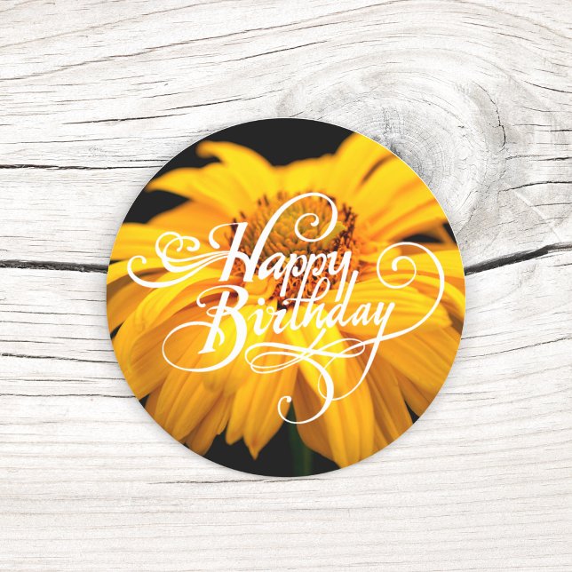 Happy Birthday Yellow Daisy  Classic Round Sticker (Birthday Depot
Happy Birthday Yellow Daisy Classic Round Sticker)