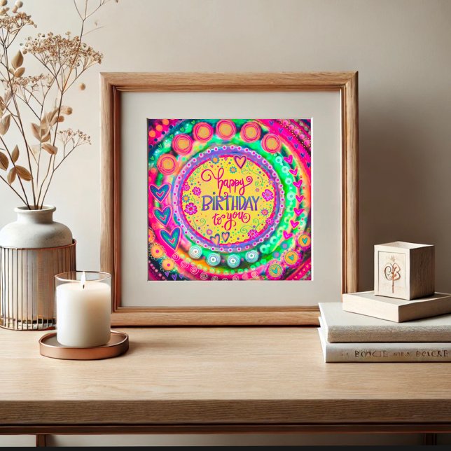 Happy Birthday Yellow Fun Colourful Inspirivity  Poster (Creator Uploaded)