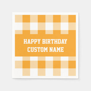 Happy Birthday Yellow Gingham Napkin