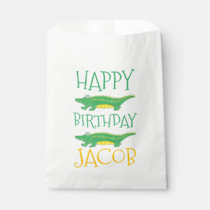 Happy Birthday Yellow Green Alligator Crocodile Favour Bags