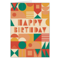 Happy birthday. Yellow green red geometric pattern