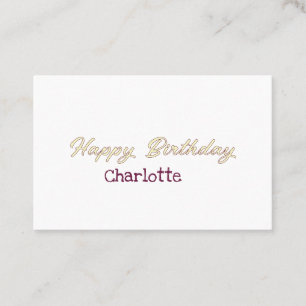 happy birthday yellow maron pastel modern trendy s business card