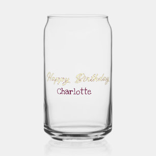 happy birthday yellow maron pastel modern trendy s can glass