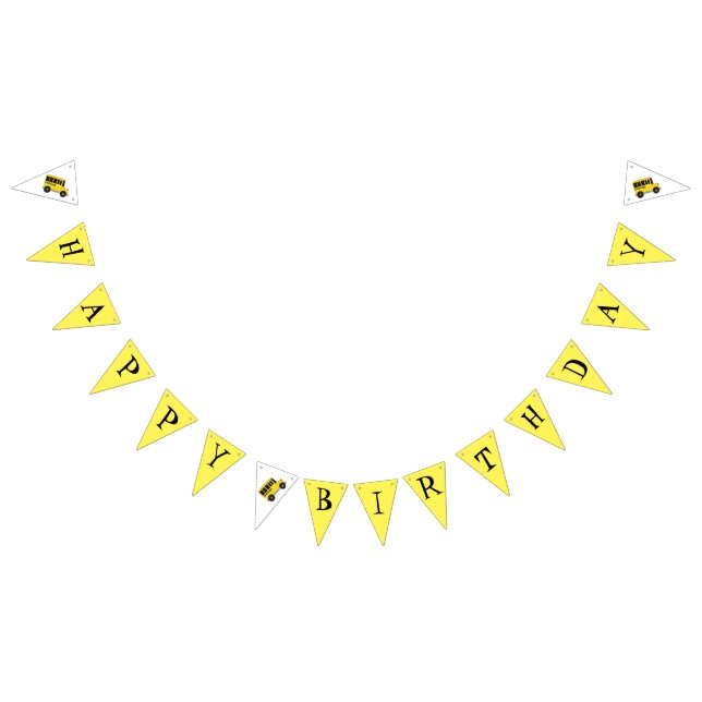 Happy Birthday Yellow School Bus Teacher Education Bunting (All)