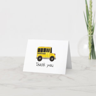 Happy Birthday Yellow School Bus Teacher Education Thank You Card