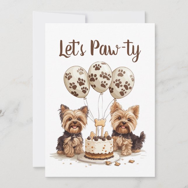 Happy Birthday Yorkie Dog Invitation (Front)