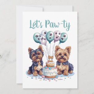 Happy Birthday Yorkie Dog Invitation