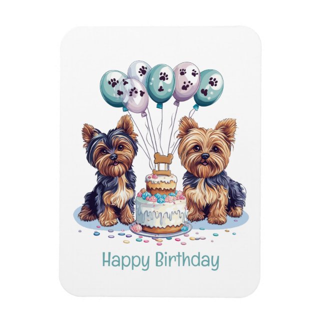 Happy Birthday Yorkie Dog Magnet (Vertical)