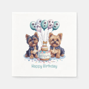 Happy Birthday Yorkie Dog Napkin