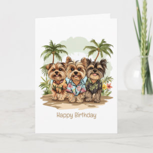 Happy Birthday Yorkie Dogs Hawaiian Shirts Card