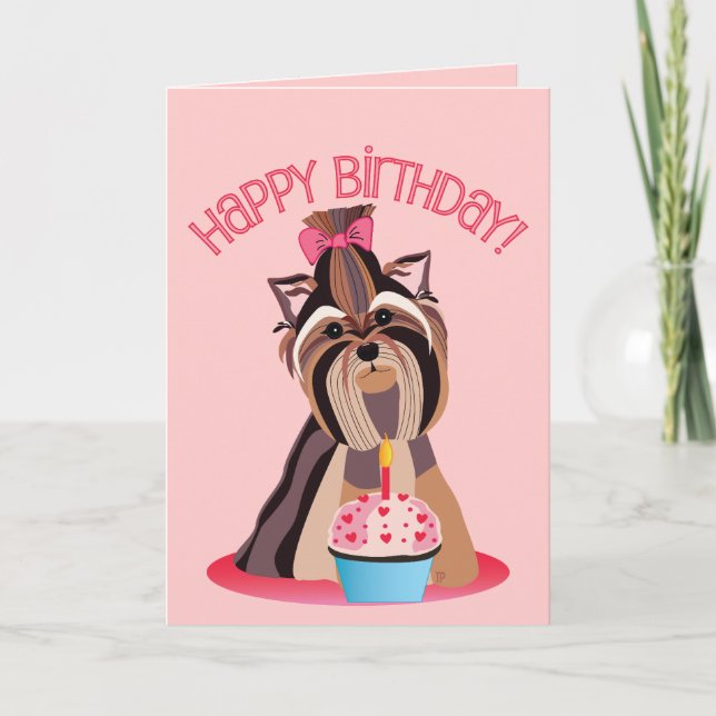 Happy Birthday Yorkshire Terrier Card (Front)