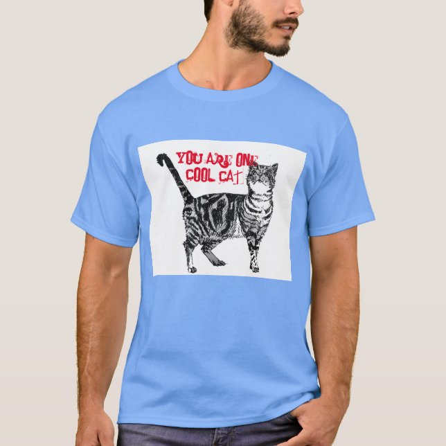 Happy Birthday You Cool Tabby Cat Birthday Card T-Shirt (Front)
