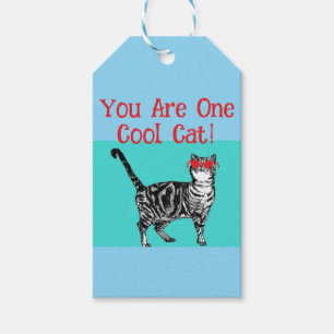 Happy Birthday You Cool Tabby Cat Mens Husband Gift Tags