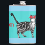 Happy Birthday You Cool Tabby Cat Mens Husband Hip Flask<br><div class="desc">You Cool Tabby Cat design. This beautiful card would suit any lover of cats. Designed from one of my original ink pen drawings. This is sure to delight!</div>