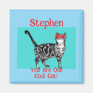 Happy Birthday You Cool Tabby Cat Mens Husband Magnet