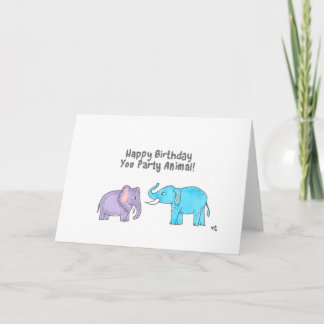 Happy Birthday You Party Animal - Elephants Card