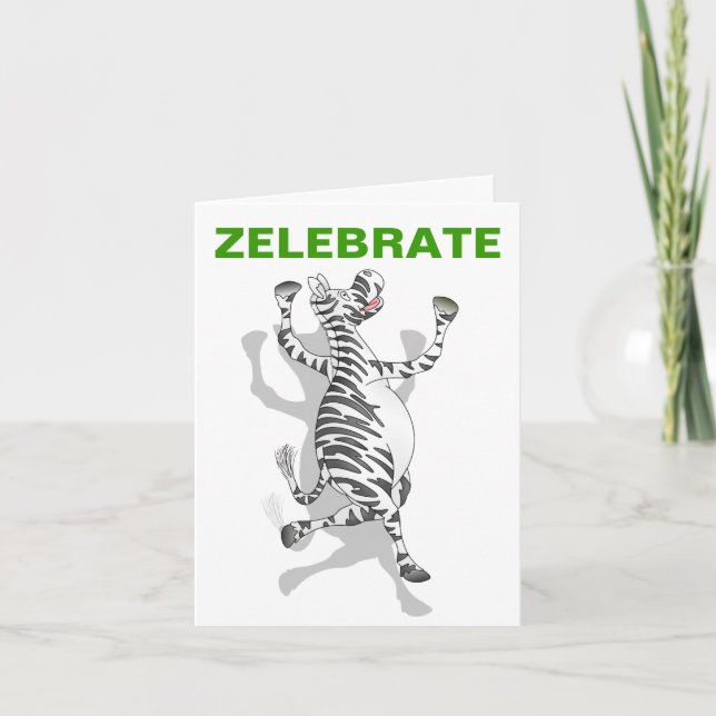 Happy Birthday Zebra celebration Card (Front)