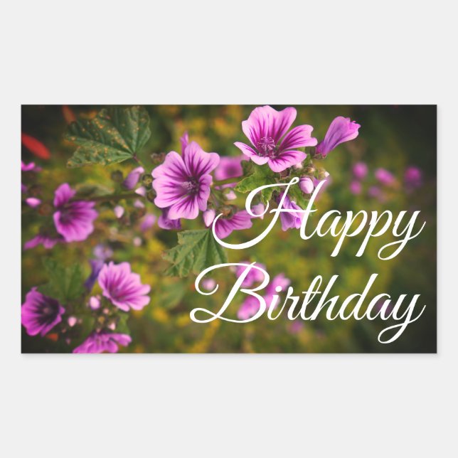 Happy Birthday Zebra Hollyhock #2-2 Stickers (Front)