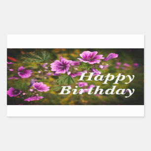 Happy Birthday Zebra Hollyhock Flowers #2 Stickers