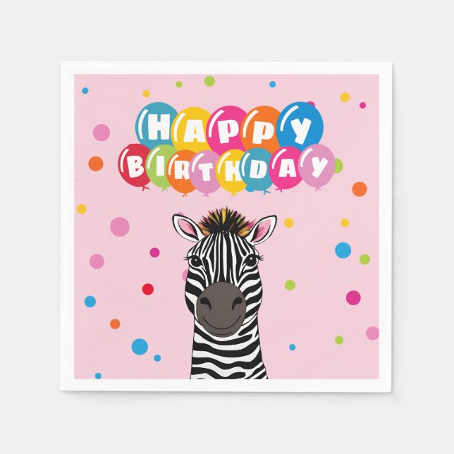 Happy Birthday Zebra Napkin (Front)