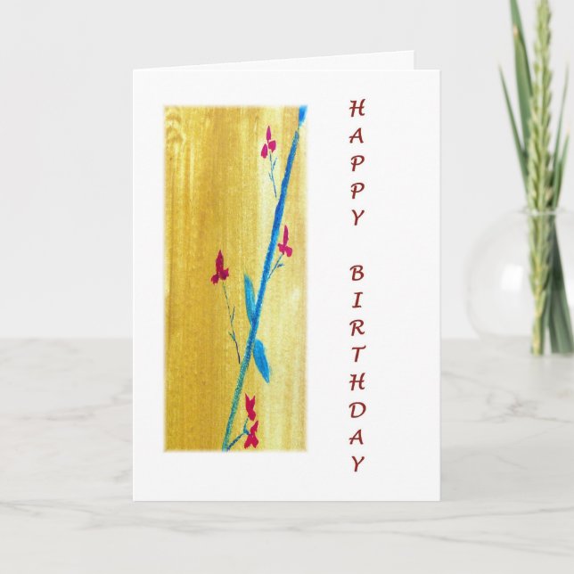 Happy Birthday Zen Flowers Card (Front)