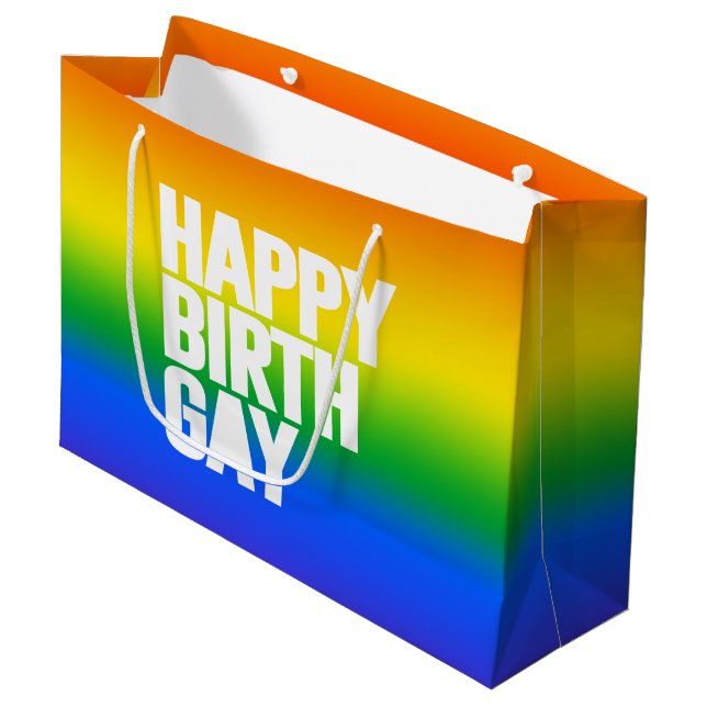 Happy Birthgay Large Gift Bag (Front Angled)