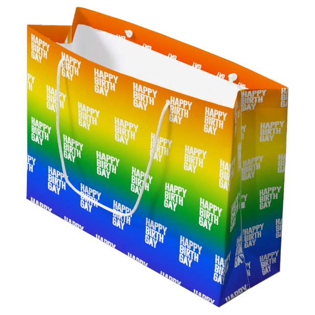 Happy Birthgay Large Gift Bag (Front Angled)