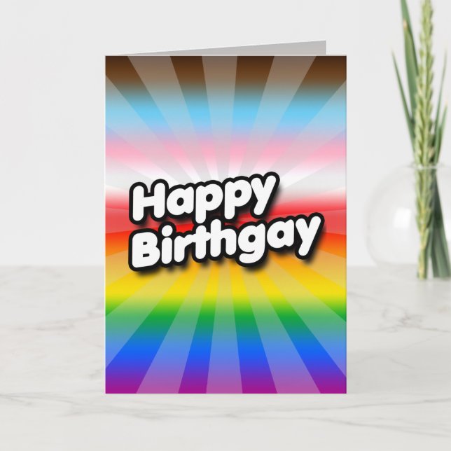 Happy Birthgay (Progress Pride) Card (Front)