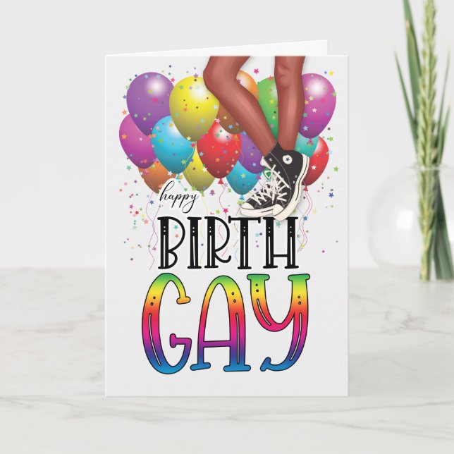 Happy BirthGAY Teen African American Birthday Card (Front)