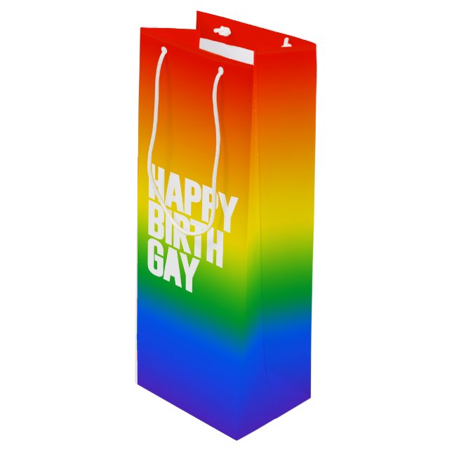 Happy Birthgay Wine Gift Bag (Front Angled)