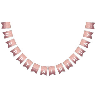 Happy Bithday - Rose Gold Blush Glitter Sparkle Bunting