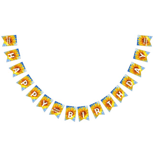 Happy Bitrhday - Sunflower and Bees on Blue Sky Bunting (All)