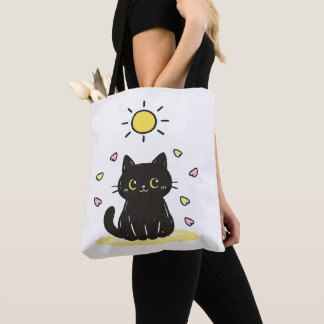 Happy Black Cat Sunshine Tote Bag