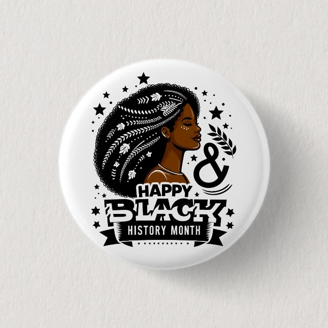Happy Black History Month African Map Graphic 3 Cm Round Badge (Front)