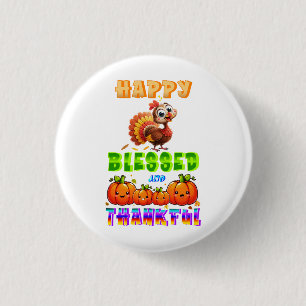 Happy Blessed And Thankful 3 Cm Round Badge