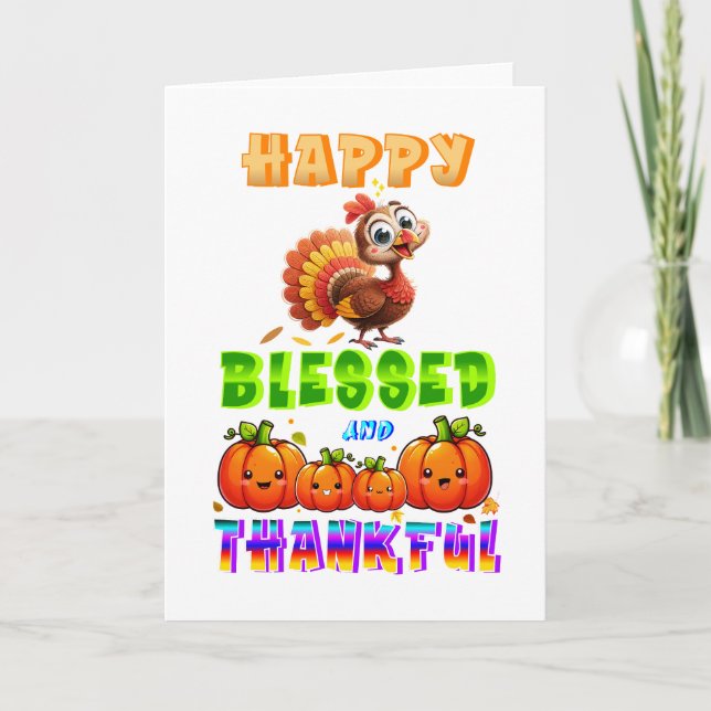 Happy Blessed And Thankful Announcement (Front)