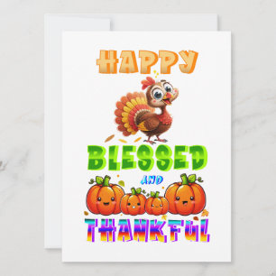 Happy Blessed And Thankful Holiday Card