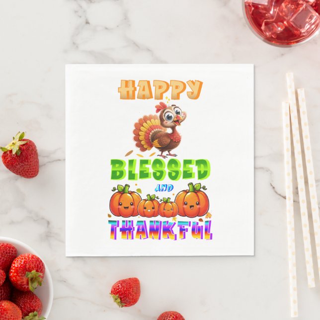 Happy Blessed And Thankful Napkin (Insitu)