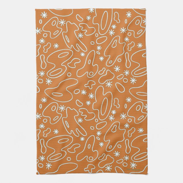 Happy Blobs! -Orange White Teal Tea Towel (Vertical)