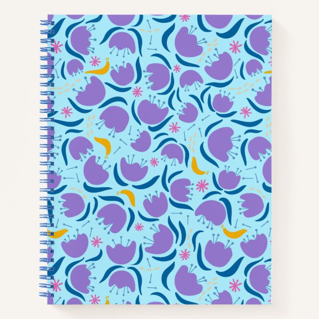 Happy Blooms and Slugs - Spiral Notebook  (Front)