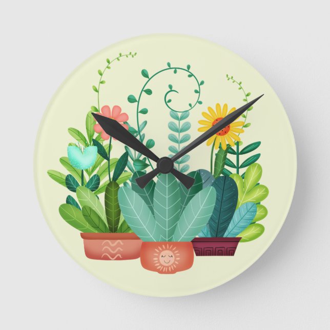 Happy Blooms Round Clock (Front)