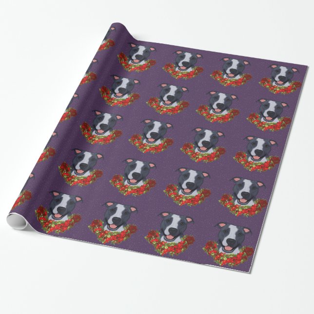 Happy Blue and White APBT Wrapping Paper (Unrolled)