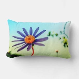 Happy Blue Daisy Flower Cushion Throw Pillow