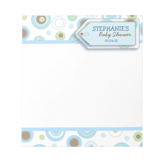 Happy Blue Dots Baby Boy Notepad Shower Favour (Front)