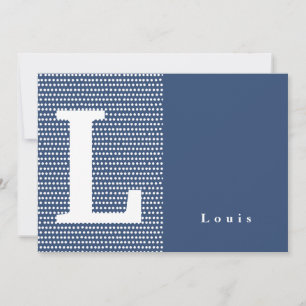 HAPPY   Blue dotted birth announcement card