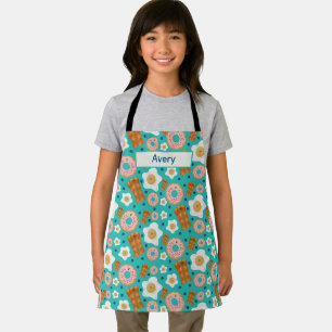 Happy Blue Eggs Bacon Donuts Pastel Apron