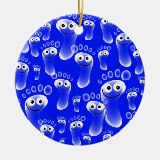 Happy Blue Feet Ceramic Tree Decoration