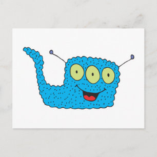 happy blue goofy monster postcard