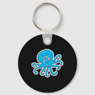 happy blue octopus key ring