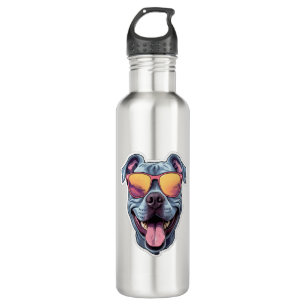 Happy Blue Pitbull Wearing Sunglasses 710 Ml Water Bottle